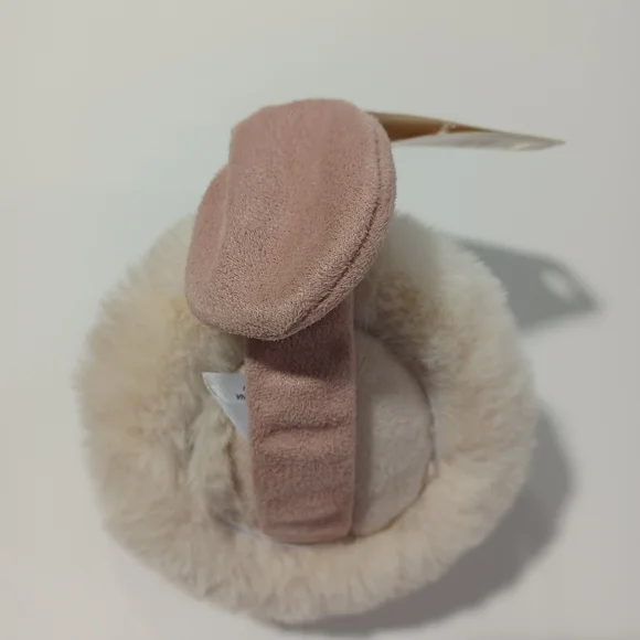 Faux Fur Packable Earmuffs - Pink and White - Picture 2 of 2